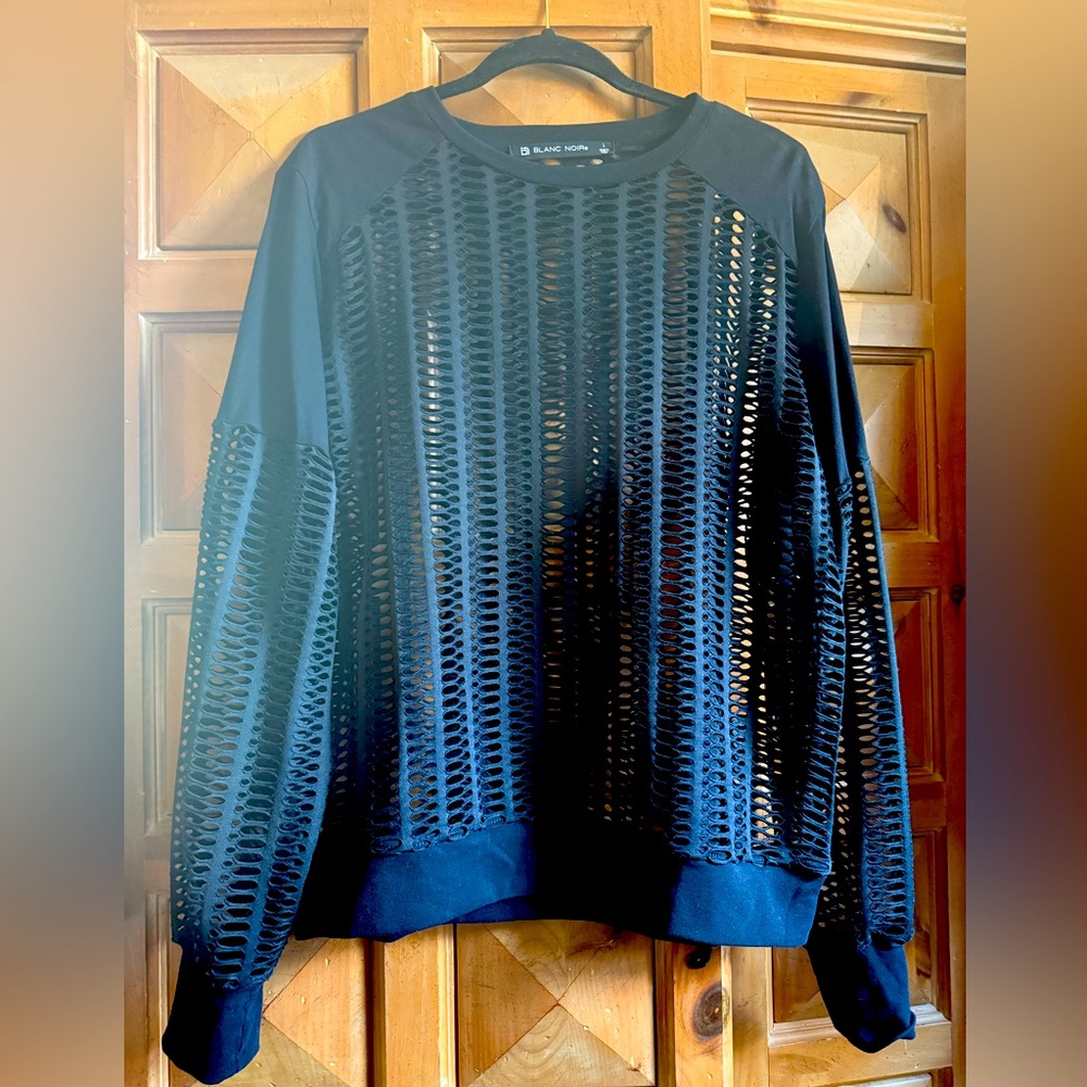 Blanc Noir Mesh Crewneck Top